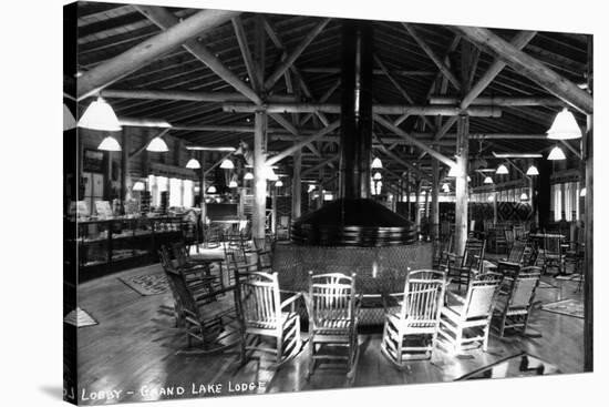 Grand Lake, Colorado - Interior Lobby of Grand Lake Lodge-Lantern Press-Stretched Canvas