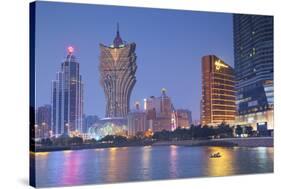 Grand Lisboa and Wynn Hotel and Casino at Dusk, Macau, China, Asia-Ian Trower-Stretched Canvas