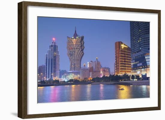 Grand Lisboa and Wynn Hotel and Casino at Dusk, Macau, China, Asia-Ian Trower-Framed Photographic Print