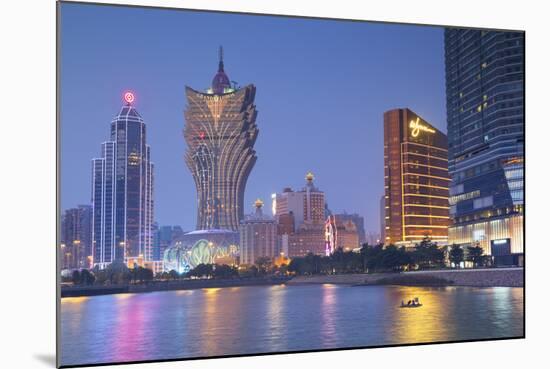 Grand Lisboa and Wynn Hotel and Casino at Dusk, Macau, China, Asia-Ian Trower-Mounted Photographic Print