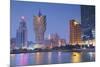 Grand Lisboa and Wynn Hotel and Casino at Dusk, Macau, China, Asia-Ian Trower-Mounted Photographic Print