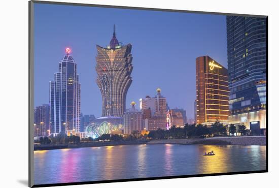 Grand Lisboa and Wynn Hotel and Casino at Dusk, Macau, China, Asia-Ian Trower-Mounted Photographic Print