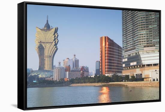 Grand Lisboa and Wynn Hotel and Casino, Macau, China, Asia-Ian Trower-Framed Stretched Canvas