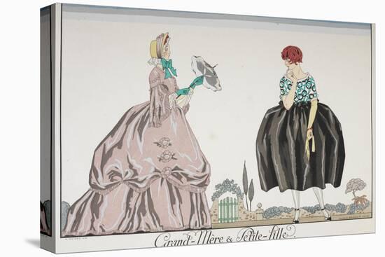 Grand Mere and Petite fille An older woman and young girl-Georges Barbier-Stretched Canvas