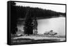 Grand Mesa, Colorado, View of Ward Lake, Canoe Leaving Dock-Lantern Press-Framed Stretched Canvas