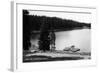 Grand Mesa, Colorado, View of Ward Lake, Canoe Leaving Dock-Lantern Press-Framed Art Print