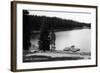 Grand Mesa, Colorado, View of Ward Lake, Canoe Leaving Dock-Lantern Press-Framed Art Print