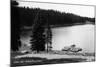 Grand Mesa, Colorado, View of Ward Lake, Canoe Leaving Dock-Lantern Press-Mounted Art Print