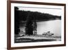 Grand Mesa, Colorado, View of Ward Lake, Canoe Leaving Dock-Lantern Press-Framed Art Print