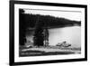 Grand Mesa, Colorado, View of Ward Lake, Canoe Leaving Dock-Lantern Press-Framed Art Print