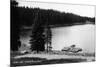 Grand Mesa, Colorado, View of Ward Lake, Canoe Leaving Dock-Lantern Press-Mounted Art Print