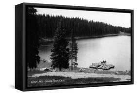 Grand Mesa, Colorado, View of Ward Lake, Canoe Leaving Dock-Lantern Press-Framed Stretched Canvas