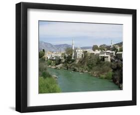 Grand Mosque (Karadjoz Beg) and River Neretya, Mostar, Bosnia Herzegovina-Michael Short-Framed Photographic Print