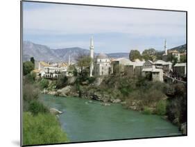 Grand Mosque (Karadjoz Beg) and River Neretya, Mostar, Bosnia Herzegovina-Michael Short-Mounted Photographic Print