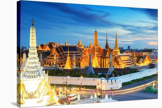 Grand Palace and Wat Phra Keaw at Sunset Bangkok, Thailand. Beautiful Landmark of Thailand. Temple-SOUTHERNTraveler-Stretched Canvas