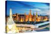 Grand Palace and Wat Phra Keaw at Sunset Bangkok, Thailand. Beautiful Landmark of Thailand. Temple-SOUTHERNTraveler-Stretched Canvas