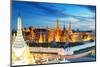 Grand Palace and Wat Phra Keaw at Sunset Bangkok, Thailand. Beautiful Landmark of Thailand. Temple-SOUTHERNTraveler-Mounted Photographic Print