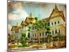 Grand Palace - Bangkok - Retro Styled Picture-Maugli-l-Mounted Art Print