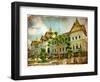 Grand Palace - Bangkok - Retro Styled Picture-Maugli-l-Framed Art Print