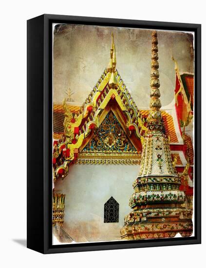 Grand Palace - Bangkok - Retro Styled Picture-Maugli-l-Framed Stretched Canvas