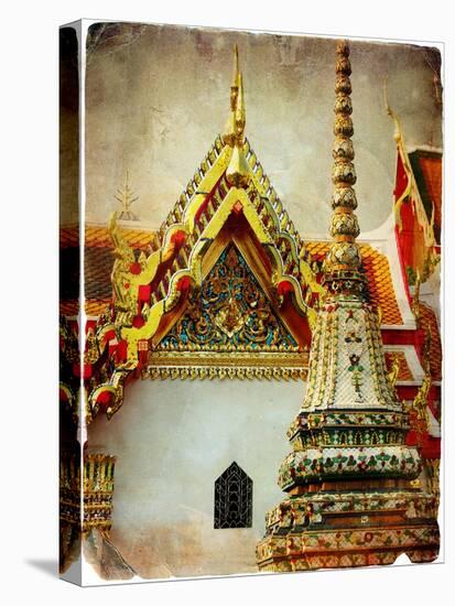 Grand Palace - Bangkok - Retro Styled Picture-Maugli-l-Stretched Canvas