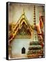 Grand Palace - Bangkok - Retro Styled Picture-Maugli-l-Framed Stretched Canvas