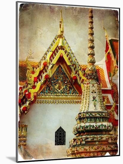 Grand Palace - Bangkok - Retro Styled Picture-Maugli-l-Mounted Art Print