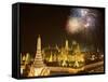 Grand Palace, Fireworks, Night View, Bangkok, Thailand-Steve Vidler-Framed Stretched Canvas