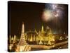 Grand Palace, Fireworks, Night View, Bangkok, Thailand-Steve Vidler-Stretched Canvas