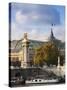 Grand Palais and Pont Alexandre Iii Bridge, Paris, France-Walter Bibikow-Stretched Canvas