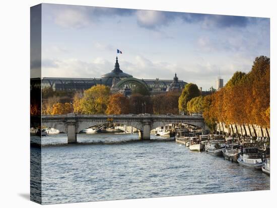 Grand Palais and Seine River, Paris, France-Walter Bibikow-Stretched Canvas