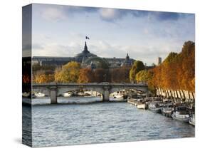 Grand Palais and Seine River, Paris, France-Walter Bibikow-Stretched Canvas