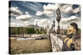 Grand Palais and The Seine River - Paris - France-Philippe Hugonnard-Stretched Canvas