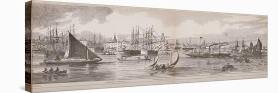 Grand Panorama of London, from the River Thames Looking Towards Shadwell, East India Docks and…-null-Stretched Canvas