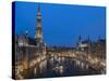 Grand Place Dusk, UNESCO World Heritage Site, Brussels, Belgium, Europe-Charles Bowman-Stretched Canvas