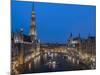 Grand Place Dusk, UNESCO World Heritage Site, Brussels, Belgium, Europe-Charles Bowman-Mounted Photographic Print