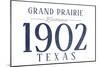Grand Prairie, Texas - Established Date (Blue)-Lantern Press-Mounted Art Print
