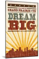 Grand Prairie, Texas - Skyline and Sunburst Screenprint Style-Lantern Press-Mounted Art Print