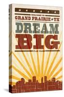 Grand Prairie, Texas - Skyline and Sunburst Screenprint Style-Lantern Press-Stretched Canvas