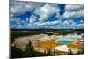 Grand Prismatic Pool at Yellowstone National Park with Blue Sky and Puffy Clouds-eric1513-Mounted Photographic Print