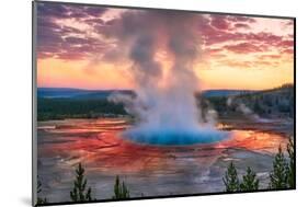 Grand Prismatic Spring Sunrise, Yellowstone National Park, WY-XIN WANG-Mounted Photographic Print