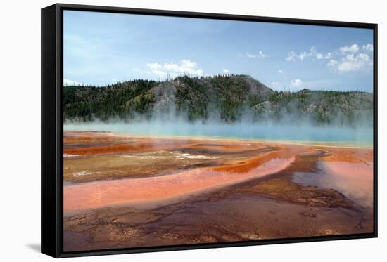 Grand Prismatic Spring-nero-Framed Stretched Canvas