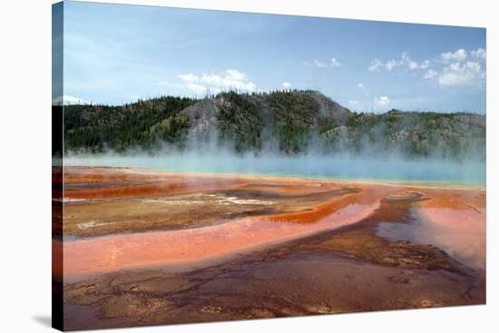 Grand Prismatic Spring-nero-Stretched Canvas