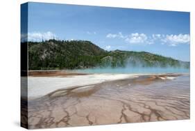 Grand Prismatic Spring-nero-Stretched Canvas