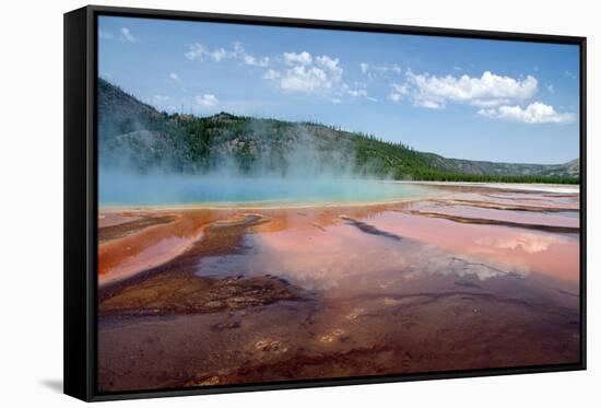 Grand Prismatic Spring-nero-Framed Stretched Canvas