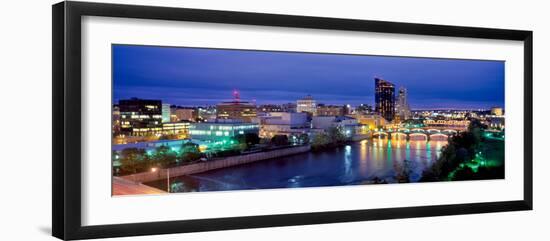 Grand Rapids at dusk, Kent County, Michigan, USA-null-Framed Photographic Print