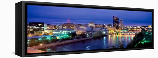 Grand Rapids at dusk, Kent County, Michigan, USA-null-Framed Stretched Canvas