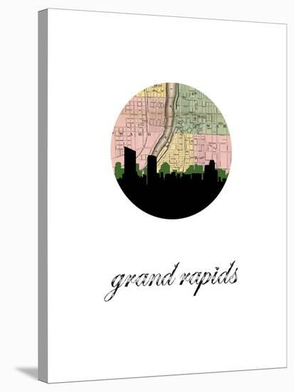 Grand Rapids Map Skyline-Paperfinch 0-Stretched Canvas