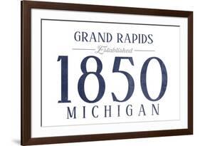 Grand Rapids, Michigan - Established Date (Blue)-Lantern Press-Framed Art Print