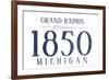 Grand Rapids, Michigan - Established Date (Blue)-Lantern Press-Framed Art Print